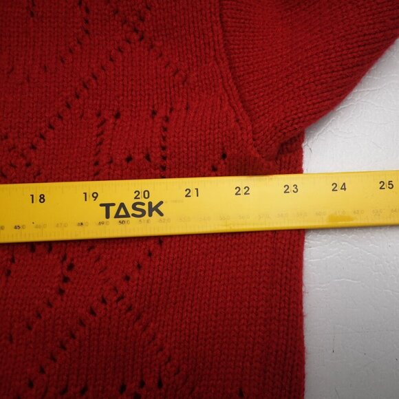 Tommy Hilfiger Ladies Size Large Red w/ Navy Stripes Crew Neck Sweater - Picture 4 of 6